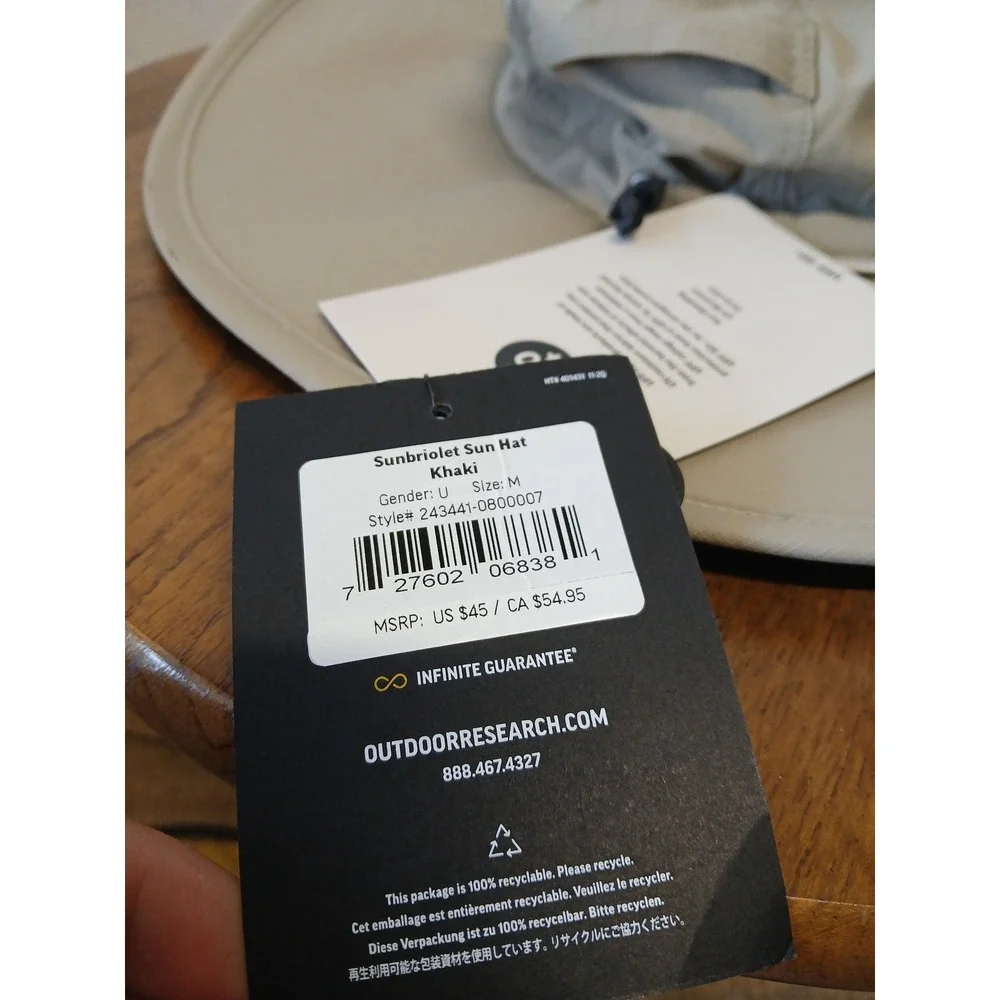 Outdoor research Medium sunbriolet sun hat khaki gorpcore outdoors NWT upf 50+
